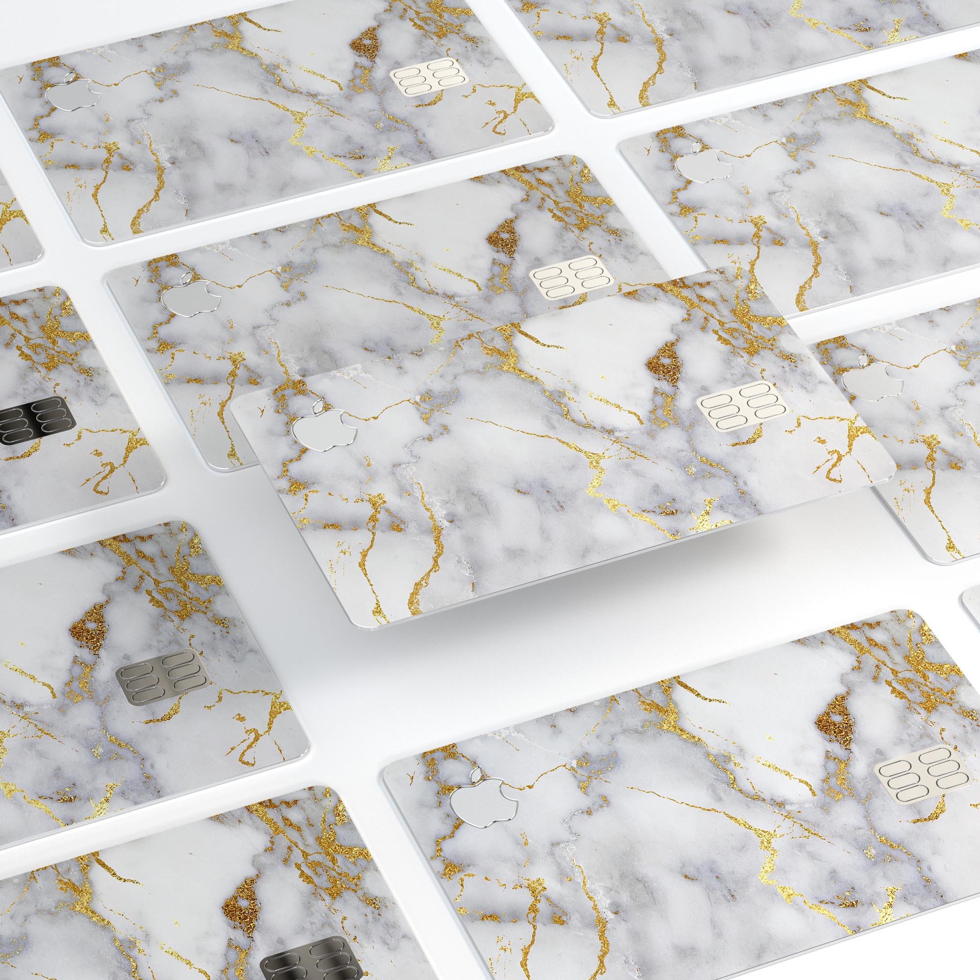 Marble and Digital Gold Foil V2 skin kit for Apple Card, showcasing premium design and protective features.